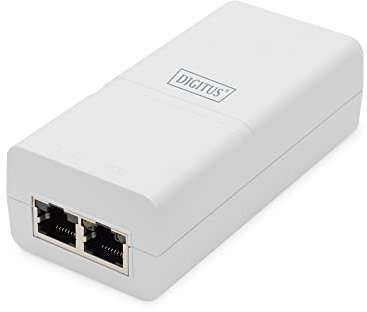 DIGITUS Gigabit Ethernet PoE Injektor - Active Midspan - PoE Standard 802.3at -30 W PoE-Budget - IP40 Standard - 100m Reichweite - kleines Gehäuse - Weiss