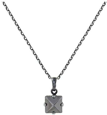 Konplott: Kette/Anhänger Punk Classics black medium, mittelgroßer klassischer viereckiger Kristallstein in schwarz, inklusive Kette, für Damen/Frauen