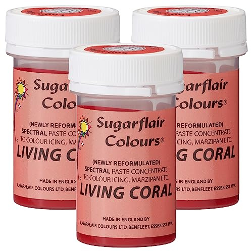Sugarflair Spectral Living Coral Black Food Colouring Paste, Highly Concentrated for Use with Sugar Pastes, Buttercream, Royal Icing or Cake Mix, Vibrant Colour Dye - 25g (Pack of 3)