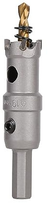 Vearter TCT Hole Saw, 19mm Carbide Bit with Pilot Drill, Cutter for Hard Metal, Stainless Steel, Mild Steel, Aluminium Alloy, Copper, Iron, Plastic and Fiberglass