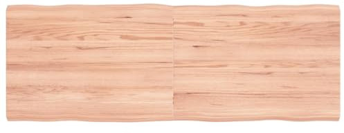 vidaXL Tischplatte, Holzplatte für Tisch Esstisch Couchtisch, Massivholzplatte Handgefertigt mit Baumkante, Ersatztischplatte Scharnierdesign, Hellbraun 140x50x(2-4) cm Massivholz Behandelt