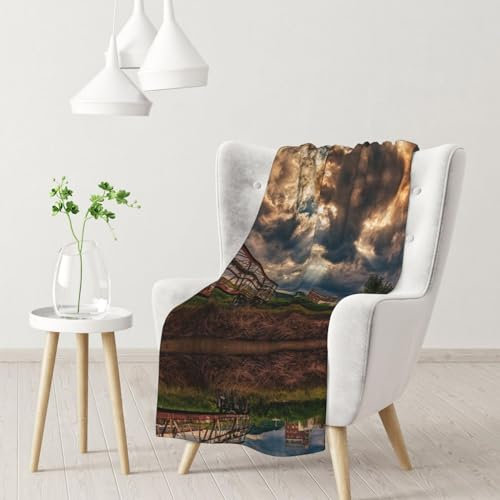 Jadery Cloudy Day bedruckte Mikrofaser-Decke, Sofaüberwurf, Flanell, flauschig, weich, warm, Überwurfdecken für Bett, Couch, Reisen, 76,2 x 101,6 cm, 320 g Flanell