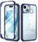 seacosmo for iPhone 15 Case 6.1 Inch, Full-Body Shockproof Case with Built-in Glass Screen Protector and Camera Lens Protector Rubber Bumper Phone Case Cover for iPhone 15 2023- Blue/Clear