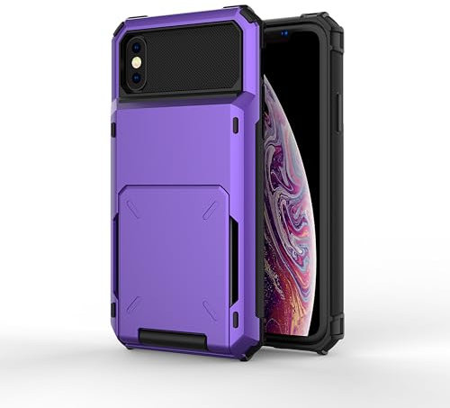 SORAKA Coque pour iPhone XR avec étui Porte-Cartes étui Portefeuille Armor iPhone XR Coque Protection Contre Les Chocs en PC TPU 2 en 1 à Double Couche