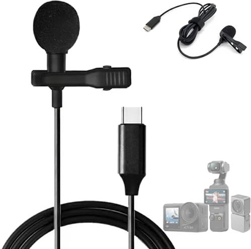 Honbobo Osmo Pocket 3 Microphone compatible with DJI Osmo Pocket 3/DJI Osmo Action 4 Type-C Lavalier Microphone External Hi-Fi Recording Mics