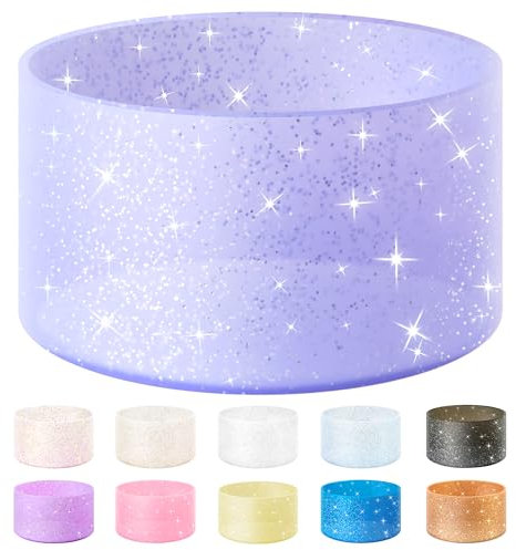 Vmini Protective Glitter Silicone Boot, Compatible with Stanley Tumbler 20-40oz & Hydro Flask Water Bottle 12-24oz and More Bottles/Tumblers with 2.8-2.95in Bottom, Bling Anti-Slip Sleeve Cover