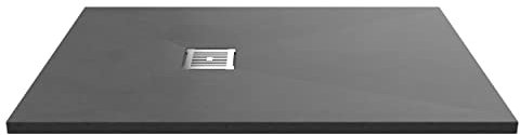 Balterley 1200 x 800 mm Rectangular Shower Tray, Slimline Shower Trays, Durable Stone Resin Base Trays for Bathroom Enclosure Cubicle, Lightweight Rectangular Tray for Wetroom Showers (Slate Grey)
