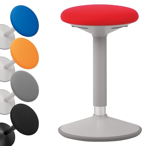 boho office® Stehhilfe, Sitzhilfe, Ergonomischer Hocker, Stehhocker, Stehsitz, Rot, Kunststoff, Gummifuß, 56-81 cm höhenverstellbar