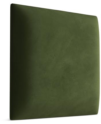 Muralo - Samt Wandkissen Stoff Polster-Paneel für Schlafzimmer Wohnzimmer Bett Wandpolster Bettkopfteil Lendekissen Modern Luxus Gepolstert Magic Velvet (Olivgrün, 40 cm x 40 cm)