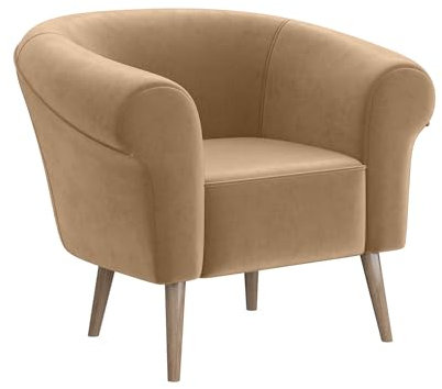 MEBLINI Sofa Sessel für Wohnzimmer - Mini Lounge für eine Person - Loungesessel - Armlehnstuhl - Armchair - Emilia - 1 - Beige Samt