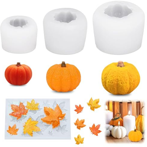 Silikonform Herbst, 4 Stück Kürbis Harz Formen Herbst Harzformen Silikonformen Thanksgiving Ahornblatt Silikon Form Herbst Deko für Halloween Thanksgiving DIY Basteln Dekoration