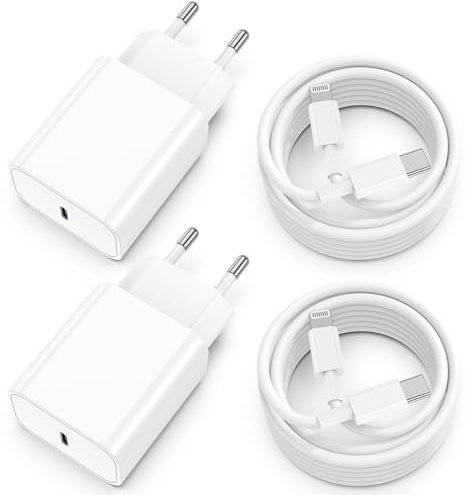 Chargeur Rapide avec Câble pour iPhone 14/13, [Lot de 2] 20W USB C Chargeur avec Cordon Lightning Original 2M, Long Type C Adaptateur Secteur pour Apple iPhone 14 Pro Max/13 Mini/12/11/8 Plus/XR/7/6/X