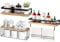 HASA zone 3er-Set Schweberegal Holz, Küchenregal Wand mit Handtuchhalter, Wandregal Vintage für Küche, Badezimmer, Wohnzimmer, Arbeitszimmer