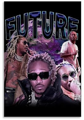 Poster Future, Rapper, Leinwand, Wandkunst, dekoratives Wohnkultur, Gemälde für Wohnzimmer, Schlafzimmer, 30 x 45 cm, ungerahmter Stil