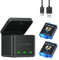 CITYORK Lot de 2 chargeurs de batterie pour GoPro Hero 12 Hero 11/10/9 noir avec câble USB et emplacements de type C à trois canaux avec affichage LED (1 chargeur + 2 batteries)