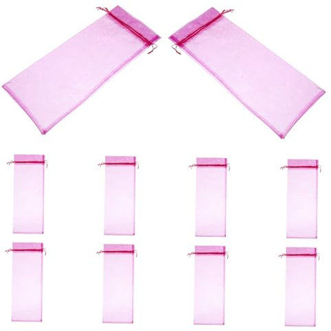 FRCOLOR 2sets Organza Wine Bottle Cover Bag Rosy Sheer Wine Present Pouch for Festival 10pcs*2