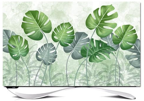 JANEMUA Indoor TV Display Cover, Leaves Pattern Dust/Sun Proof Television Hood,Universal for Desktop/Desktop Monitor/Wall Mount/Curved TV-D||49-52inch