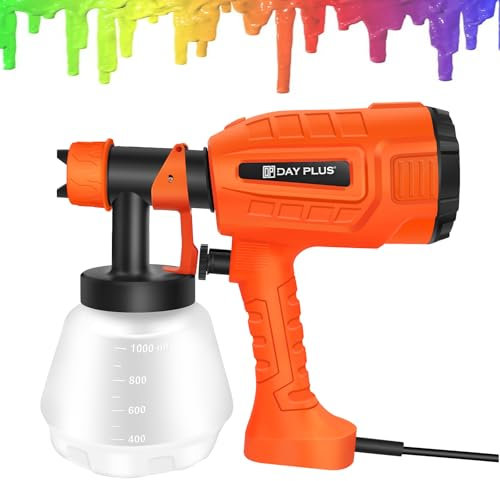 400W Elektrisches Farbsprühsystem, 1000ML HVLP Farbsprühgerät Wandfarben Förderleistung 800 ML/Min, 3 Düsen & 3 Spritzmuster, Drehzahl 32000 U/Min