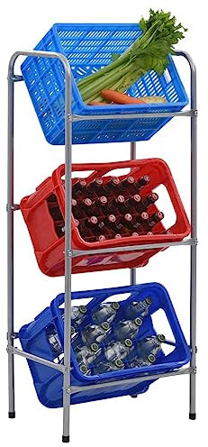 NQJIBUE Home Garden Lagerregal für 3 Kisten silber 50x33x116 cm Stahl