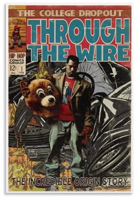 Kanye Rapper Comic West Vintage-Musikposter für Zimmer, ästhetische Leinwand, Wandkunst, Schlafzimmerdekoration, 30 x 45 cm