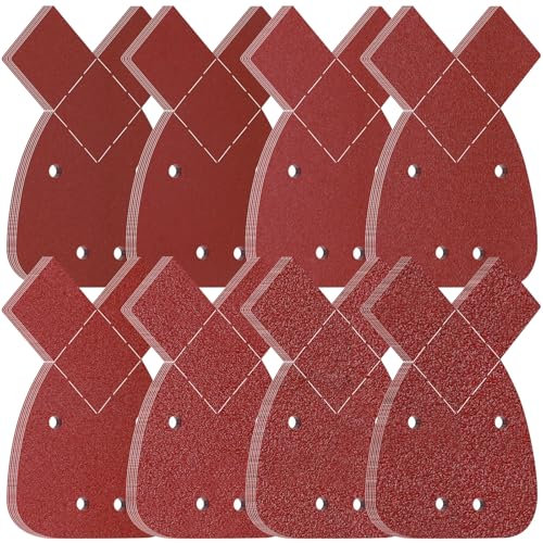 80 Stück 4 Loch Mouse Schleifpapier,Dreieckschleifer Schleifpapier Dreieckschleifer 168 x 93mm 40/60/80/120/180/240/320/400 Körnung, Dreieck Schleifpapier für Black und Decker Detail Palm Sander