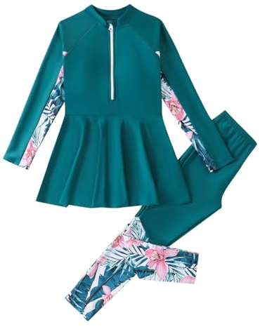 Generisch Kinder Baby Mädchen Muslimischen Badeanzug Modest Islamischen Ganzkörper Full Cover Langarm Top Hose Burkini Set Schwimmanzug