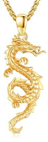 CUOKA MIRACLE Goldene Drachen Kette 925 Sterling Silber Herren Drachen Anhänger Halskette für Damen Unisex Drachen Schmuck Valentinstag Geschenke für Männer Mädchen
