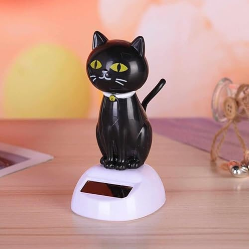Black Solar Cat Toy Doll Dancing Cat Figure Car Ornament,Dancing Toys Ornaments Solar Powered Car Dashboard Interior Desktop Decor Novelty Gift Party Car Desk Home Decoration