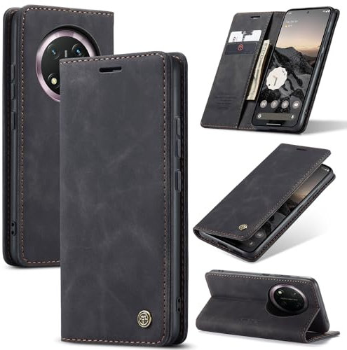 Cracedily Coque pour Honor Magic 7 Lite Pochette, Etui Protection Housse Premium en Cuir PU, Etui à Rabat Pochette de Portefeuille Étui pour Magic 7 Lite Case, Noir
