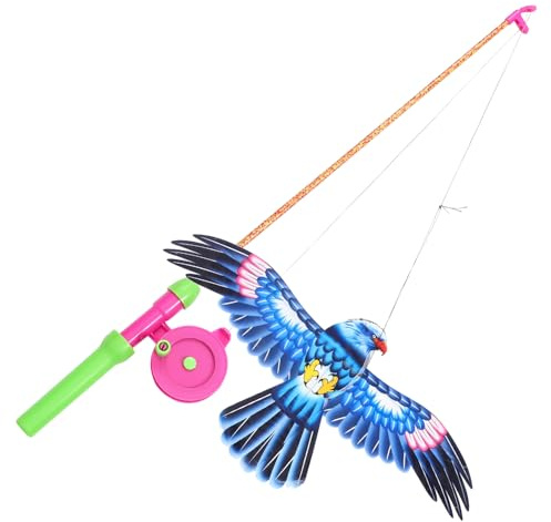 Toyvian Cometa Águila Fácil De Volar Cometa De Pesca para Niños Juguete Al Aire Libre Ligero Y Portátil Incluye Poste De Pesca Ideal para Playa Y Senderismo