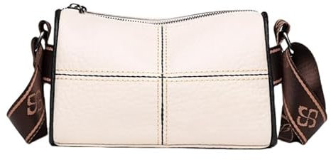 QIXUJAK Damen-Ledertaschen, modische, lässige Schulter-Messenger-Taschen, modische und einfache Kissentaschen aus weichem Leder (Weiß)