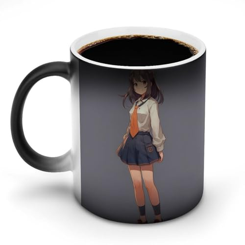 TKJMCSW Coffee Mug 11 Oz Anime Girl in Skirt Color Changing Mugs, Heat Changing Coffee Mugs with Handle, Heat Sensitive Magic Mug for Women Men Funny Ceramic Cup for Tea Latte Milk Cocoa