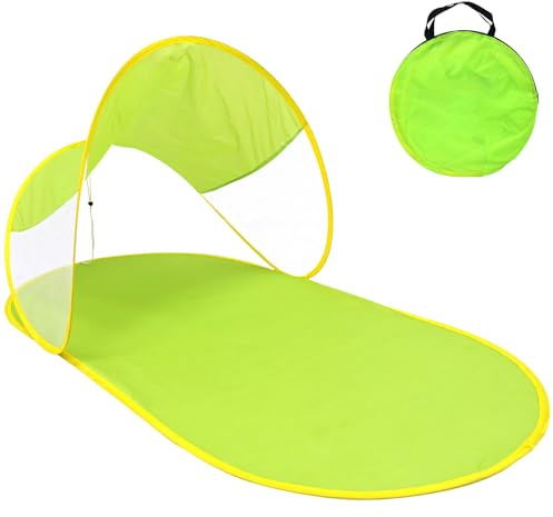 Strandmuschel Pop Up, 140 * 70CM Strandzelt Strandmuschel mit Strandmatte UV Schutz Strand Zelt Sichtschutz Belüftung Windschutz Sonnenschutz Strandzelt Packmaß für Strand Garten (Grün)
