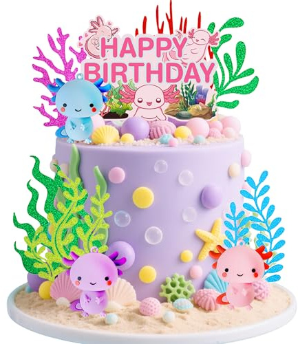 Axolotl Figur Kuchenverzierungen Ozean Unterwasser Axolotl Kuchendekoration | Axolotl Figur Kuchenverzierungen Zum Thema Ozean Unterwasser Kuchendekoration Axolotl Geburtstagsartikel Für Babypartys