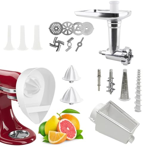 Replacement 3in1 Fruit & Vegetable Strainer Attachment Set - Includes Food Grinder Attachment and KN12AP Citrus Juicer Attachment Pack Juicer Attachment,Compatible with All KitchenAid Stand Mixers