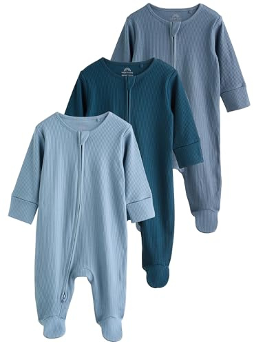 NEXT Baby Jungen Strampler Zwei-Wege-Reißverschluss, 3er-Pack