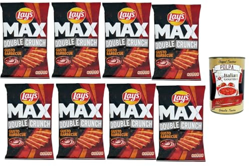 Italian Gourmet Knusprige Kartoffelchips BBQ Geschmack 8 x 110 g Familienpack – extra crunchy Snack für Party, Filmabend & Sharing, würzig geriffelt, ideal zum Dippen + Italian Gourmet Polpa