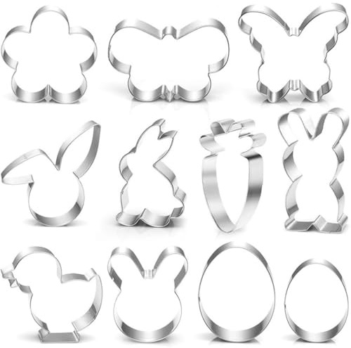 Osterhase Ausstecher Groß 11 Stück – Edelstahl Keksausstecher Set mit Osterhasen, Schmetterling, Ei & mehr – Große Formen für Osterkekse, Plätzchen & Backdeko