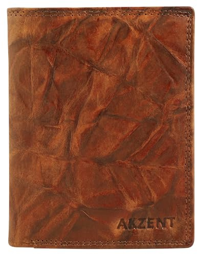 Akzent Geldbörse für Unisex aus Leder in Braun, Geldbeutel mit Druckknopf in 12,5 x 10 x 2 cm