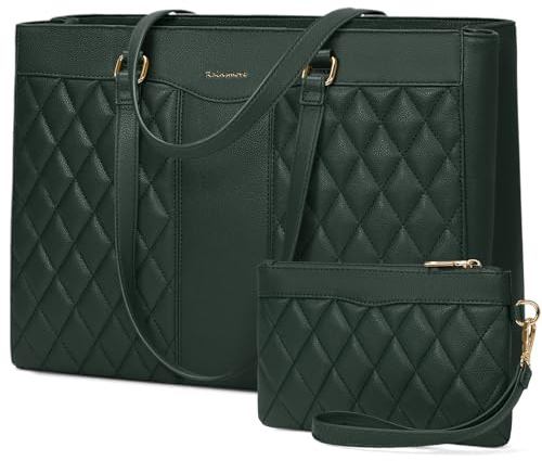 RAINSMORE Laptoptasche Damen 15,6 Zoll Elegant Handtasche Damen Groß Shopper Tasche PU Leder Schultertasche Aktentasche Arbeitstasche für Schule Büro Arbeit