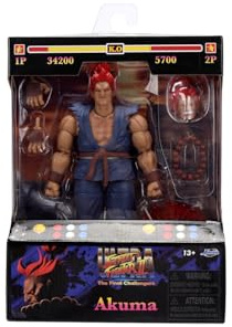 Jada Toys Street Fighter Figur Akuma (15,7 cm) - bewegliche Sammel- und Actionfigur aus Street Fighter 2: The Final Challengers, mit alternativem Kopf, Händen und Zubehör, ab 13 Jahre