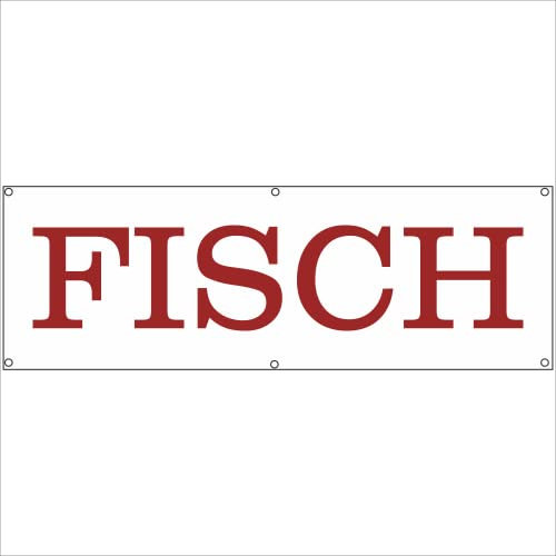 Indigos UG - Plane wasserdicht Gerüstplane - p069 - FISCH - Banner - 200 cm x 67 cm - Baustelle, Garten, Zaun oder Veranstaltung im Sommer - Werbeplane, Werbung