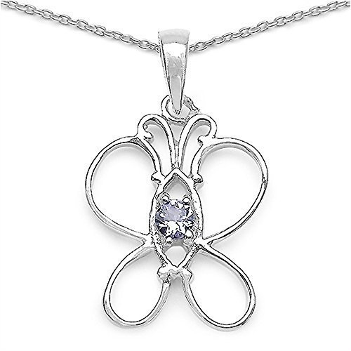 Schmuck-Schmidt-Collier/Kette-Anhänger Tansanit-Schmetterling-Silber-Rhodiniert