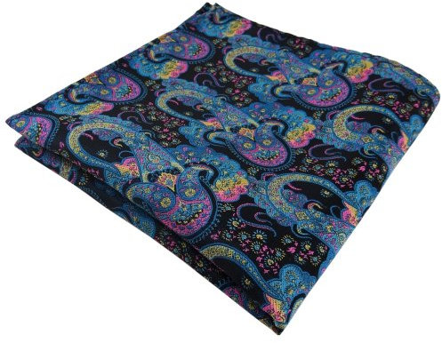 TigerTie Designer Einstecktuch in türkis rosa gelb Paisley gemustert