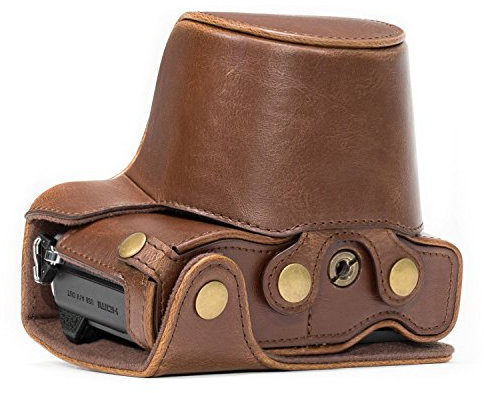 MegaGear MG368 Olympus OM-D E-M10 Mark II, E-M10 (14-42mm) Ever Ready Leather Camera Case and Strap - Dark Brown