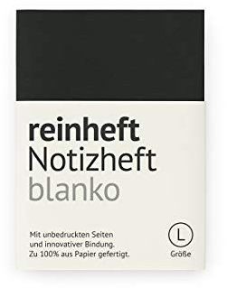 reinheft Notizheft blanko mit flexiblem Softcover Umschlag und 64 Seiten Inhalt, nachfüllbar, Größe L (Schwarz, L - Din A5)