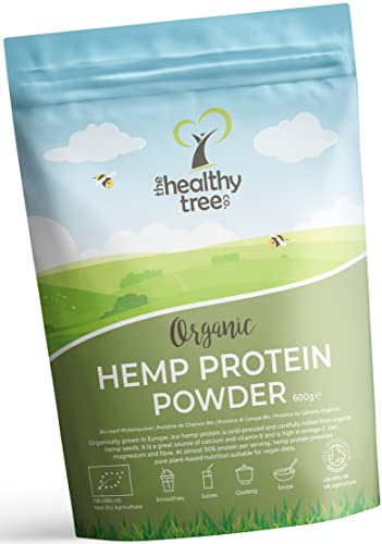 TheHealthyTree Company Organic Hemp Protein Powder, Vegan, 600g | Organic, vegan, European grown, high in omega-3, iron, amino acids & magnesium, 600g