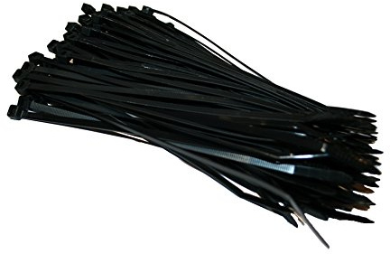 100 x Heavy Duty, Strong Black Cable Ties 200mm x 4.8mm