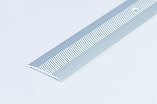 2M_Threshold Carpet Cover Door Plate Aluminium Grooved Floor Trim drilled LPOR 38mm TMW Profiles (Silver)
