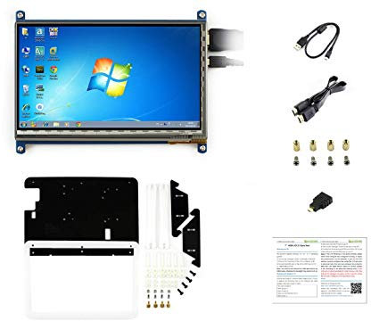 IBest for Raspberry Pi 7 inch Capacitive Touchscreen IPS Display 1024 * 600 HDMI LCD C Touch Screen with Bicolor Case for Raspberry Pi 4 3B+/3/2 B/B+/ Banana Pi/Banana Pro/BB Black